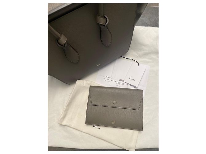 Céline Celine Tie Handtasche Small in Khaki genarbtem Leder - Ansicht 9