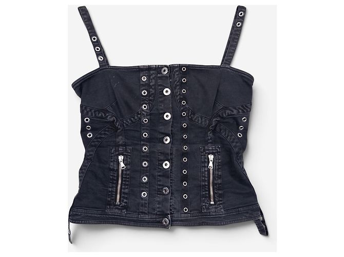 Dolce & Gabbana Dolce Gabbana 2000er 3-teiliges Bondage Denim Bustier Set Schwarz - Ansicht 5
