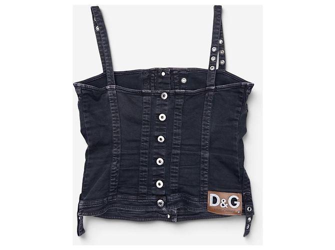 Dolce & Gabbana Dolce Gabbana 2000er 3-teiliges Bondage Denim Bustier Set Schwarz - Ansicht 7