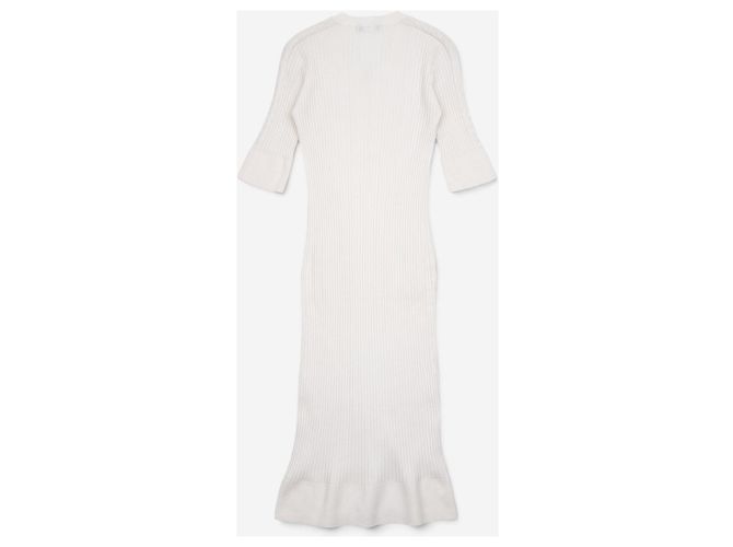 Chanel SS22 Prototype Crystal CC Bodycon Geripptes Strick-Minikleid Weiß - Ansicht 2