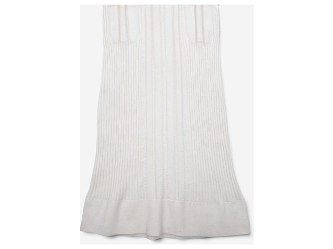 Chanel SS22 Prototype Crystal CC Bodycon Geripptes Strick-Minikleid Weiß - Ansicht 5
