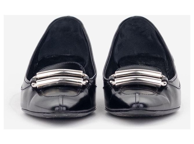Prada Kitten Heels aus den 2000ern mit großer Schnalle Schwarz - Ansicht 5