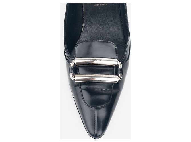Prada Kitten Heels aus den 2000ern mit großer Schnalle Schwarz - Ansicht 7