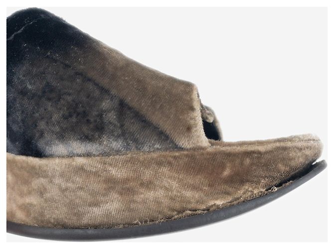 Prada AW04 Skulpturale Tie-Dye Samt Sandalen Platform Wedge Heels Schwarz - Ansicht 10