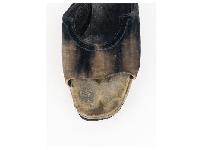 Prada AW04 Skulpturale Tie-Dye Samt Sandalen Platform Wedge Heels Schwarz - Ansicht 7