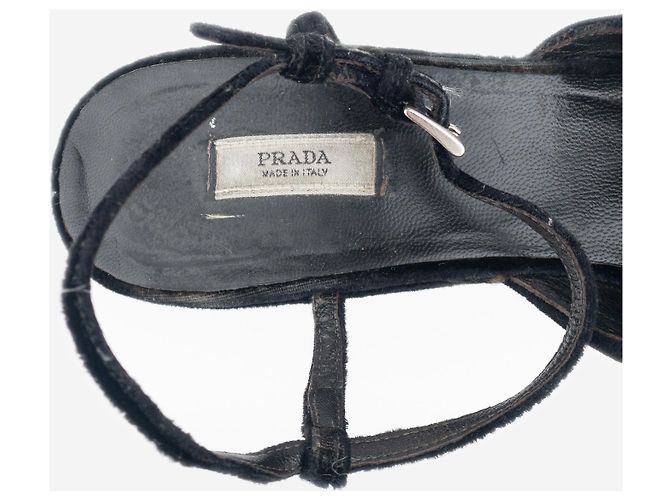 Prada AW04 Skulpturale Tie-Dye Samt Sandalen Platform Wedge Heels Schwarz - Ansicht 8