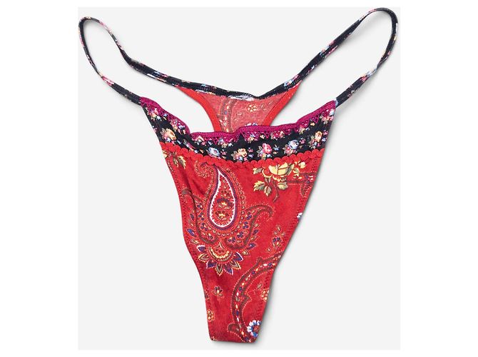 Autre Marque Conjunto de Bikini Dior by Galliano SS02 'Russian Folklore' Paisley Flowers Roja - vista 4