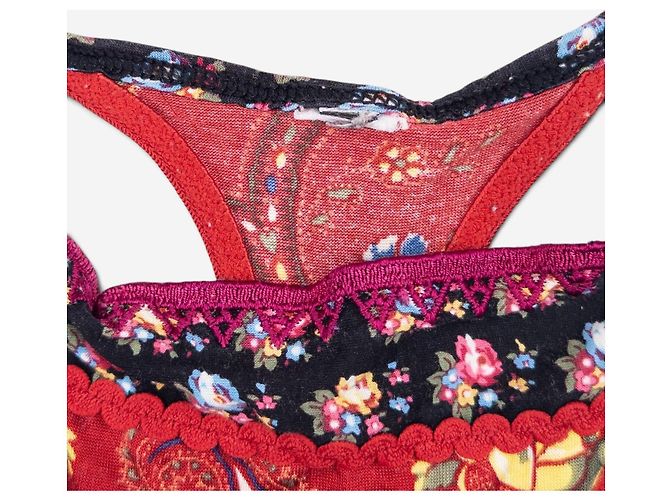 Autre Marque Conjunto de Bikini Dior by Galliano SS02 'Russian Folklore' Paisley Flowers Roja - vista 5