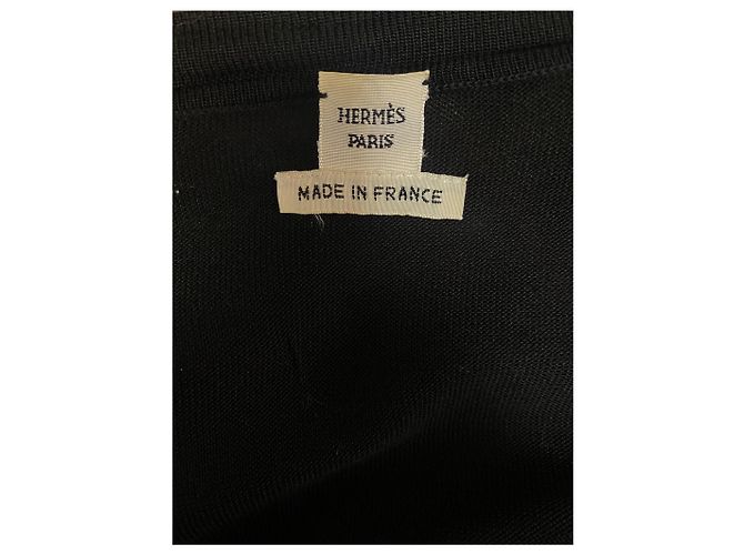 Chaleco de punto de seda Hermès Negro Rayas Bayadère - vista 5