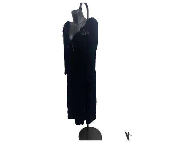 Autre Marque Abito da sera in velluto nero e piume Yves Saint Laurent Rive Gauche 1986/1988 - vista 2