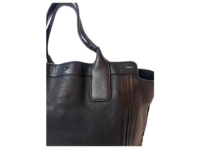 Bolsa Tote Chloé de couro preta Preto Bege - vista 2