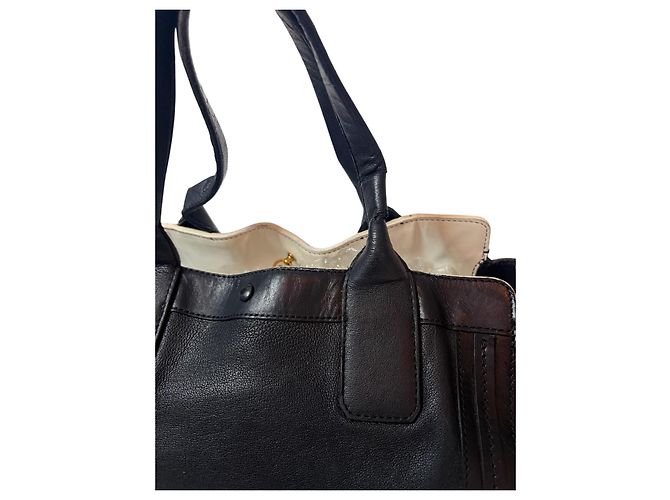 Bolsa Tote Chloé de couro preta Preto Bege - vista 4