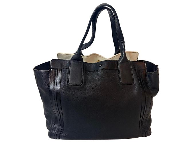 Bolsa Tote Chloé de couro preta Preto Bege - vista 5
