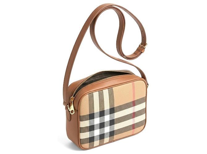 Burberry Borsa a Tracolla Haymarket Check Marrone Nero Bianco Rosso Beige - vista 14