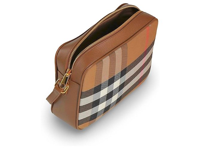 Burberry Borsa a Tracolla Haymarket Check Marrone Nero Bianco Rosso Beige - vista 15