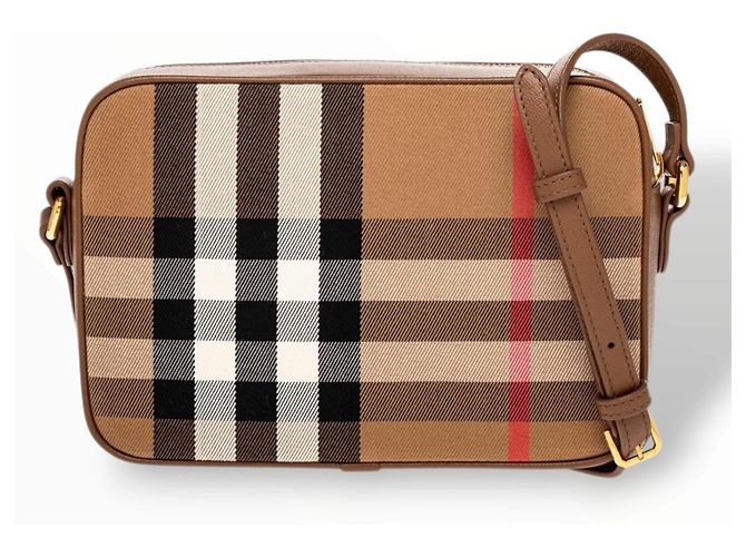Burberry Borsa a Tracolla Haymarket Check Marrone Nero Bianco Rosso Beige - vista 19
