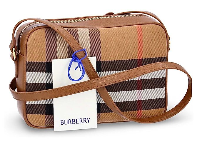 Burberry Borsa a Tracolla Haymarket Check Marrone Nero Bianco Rosso Beige - vista 6