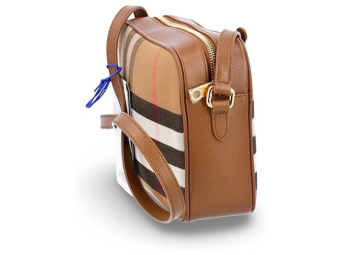 Burberry Borsa a Tracolla Haymarket Check Marrone Nero Bianco Rosso Beige - vista 7