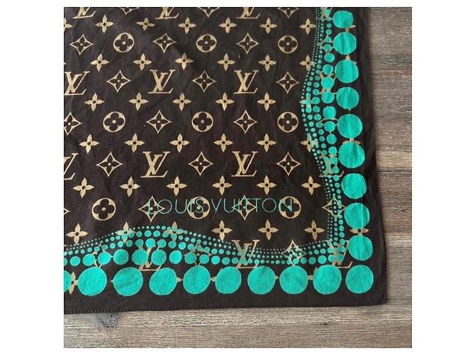 Bandana in cotone Louis Vuitton x Yayoi Kusama Marrone Verde - vista 2