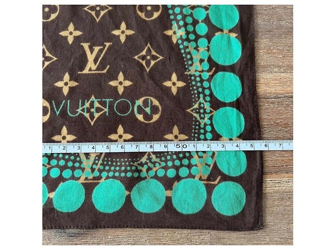 Bandana in cotone Louis Vuitton x Yayoi Kusama Marrone Verde - vista 5