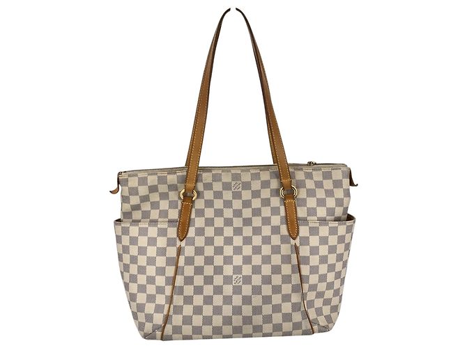 Louis Vuitton Totally MM Tote Bag aus beige Damier Azur Canvas - Ansicht 2