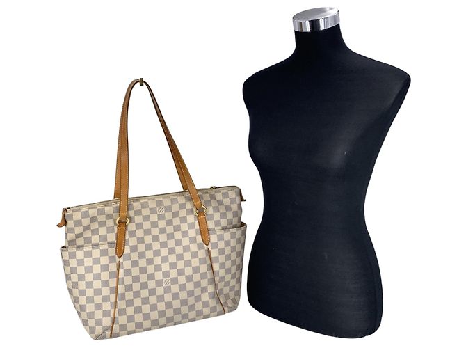 Louis Vuitton Totally MM Tote Bag aus beige Damier Azur Canvas - Ansicht 3