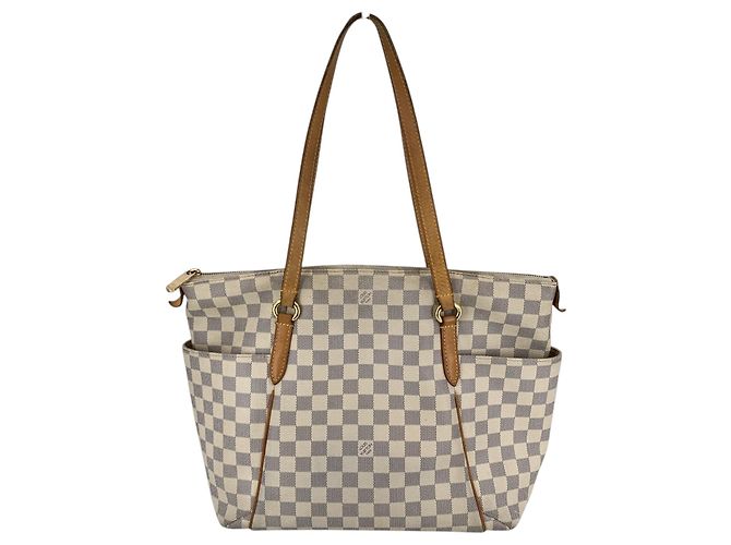 Louis Vuitton Totally MM Tote Bag aus beige Damier Azur Canvas - Ansicht 4