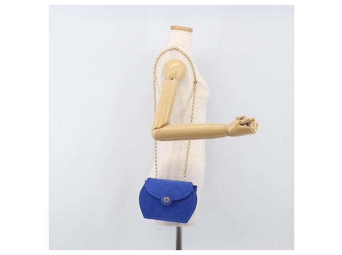 Tiffany & Co TIFFANY&Co. Chain Shoulder Bag Suede Blue Gold Tone - vista 25