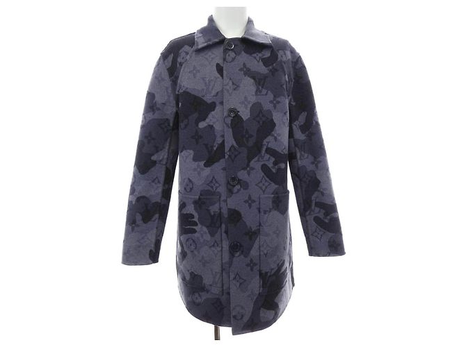 Abrigo de lana double-face camouflage Louis Vuitton Azul - vista 7