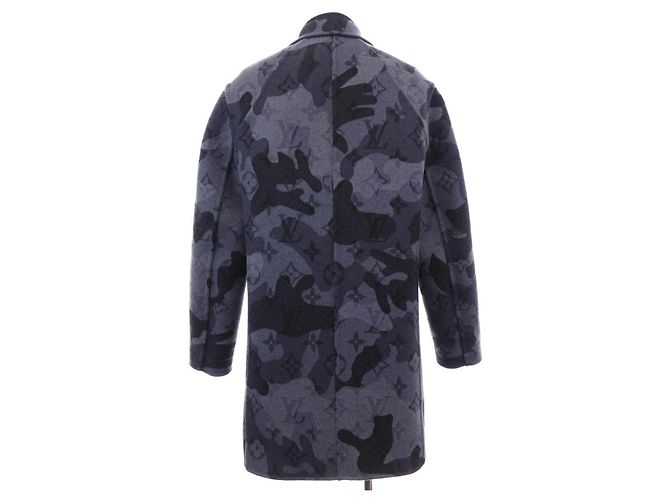 Abrigo de lana double-face camouflage Louis Vuitton Azul - vista 8
