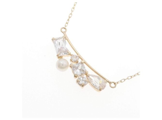 Autre Marque Collana in K10YG, zirconia cubica e perle d'acqua dolce D'oro - vista 3