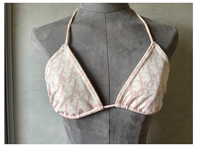 Conjunto Bikini Christian Dior Oblique Jacquard Rosa y Blanco Monograma - vista 3