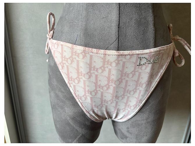 Conjunto Bikini Christian Dior Oblique Jacquard Rosa y Blanco Monograma - vista 4