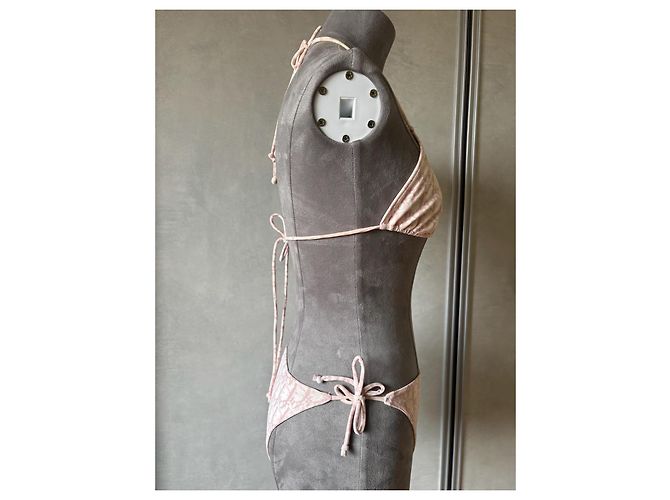 Conjunto Bikini Christian Dior Oblique Jacquard Rosa y Blanco Monograma - vista 5