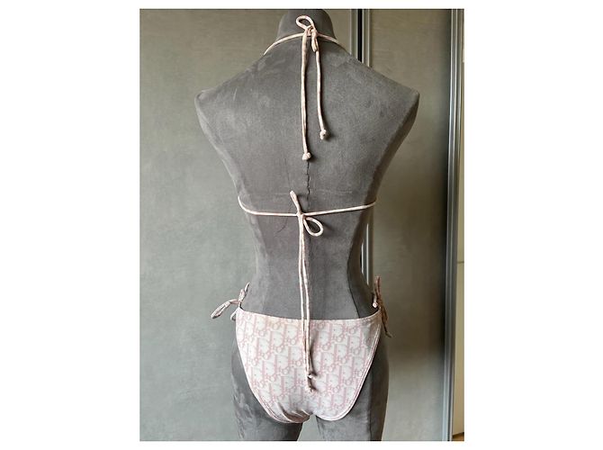 Conjunto Bikini Christian Dior Oblique Jacquard Rosa y Blanco Monograma - vista 6