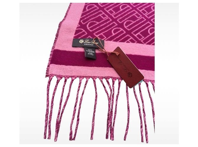 Loro Piana Monogramm Kaschmir-Schal Pink Lila - Ansicht 4