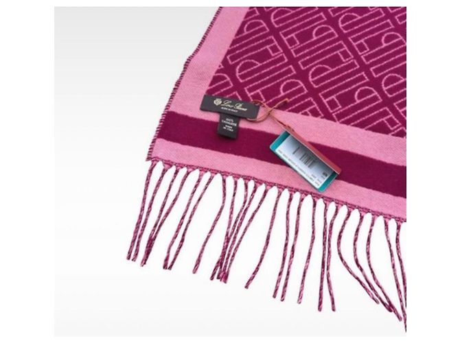 Loro Piana Monogramm Kaschmir-Schal Pink Lila - Ansicht 6