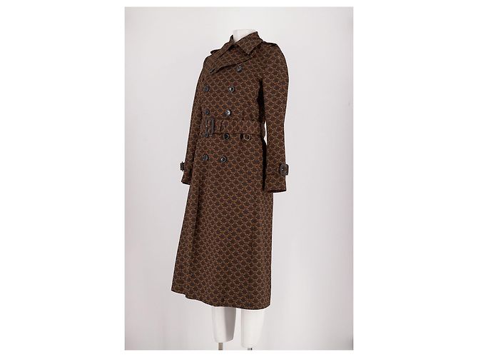 Céline Trench in cotone con stampa logo triomphe Marrone - vista 3