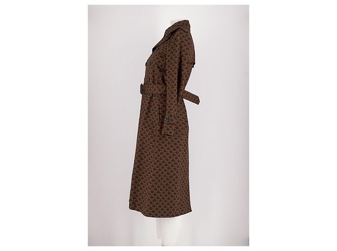 Céline Trench in cotone con stampa logo triomphe Marrone - vista 4