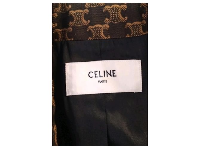 Céline Trench in cotone con stampa logo triomphe Marrone - vista 7