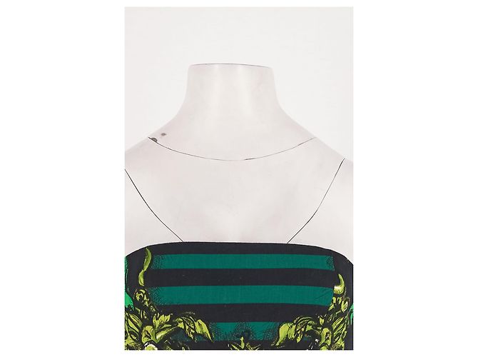 Vestido tomara que caia Prada de algodão verde barroco - vista 5