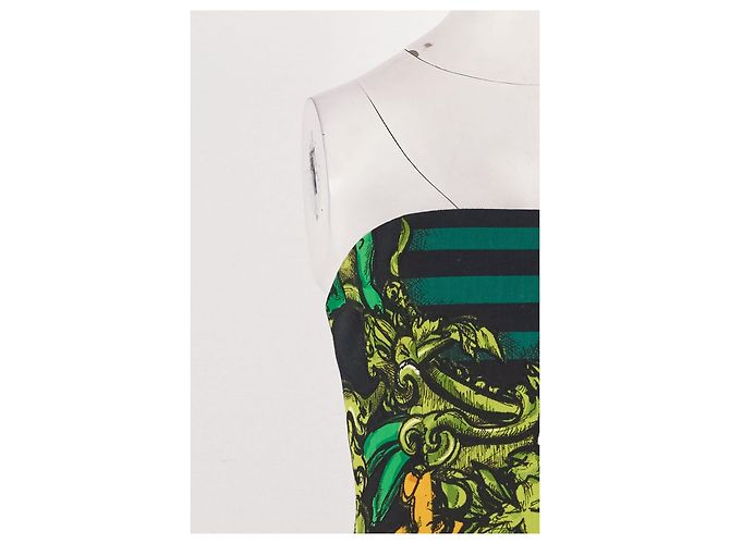 Vestido tomara que caia Prada de algodão verde barroco - vista 6