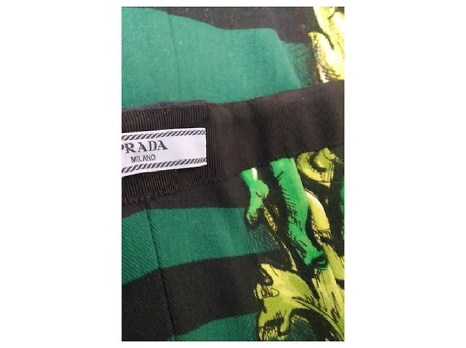 Vestido tomara que caia Prada de algodão verde barroco - vista 7