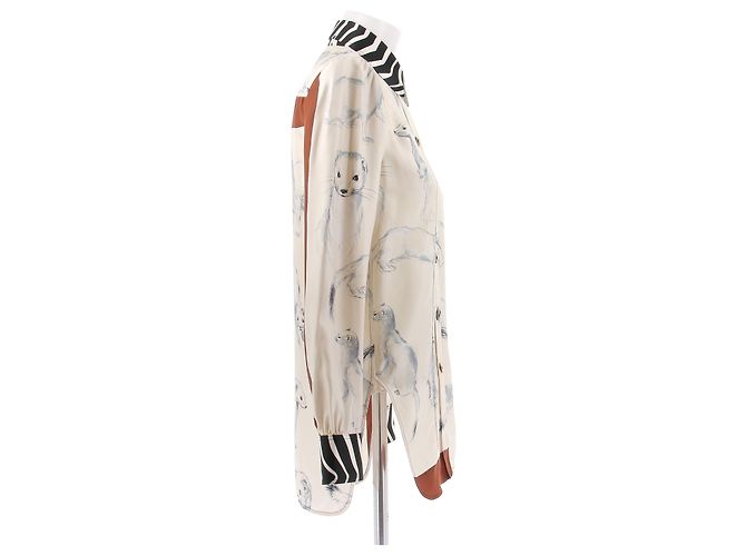 Blusa de seda Céline branca Branco - vista 3