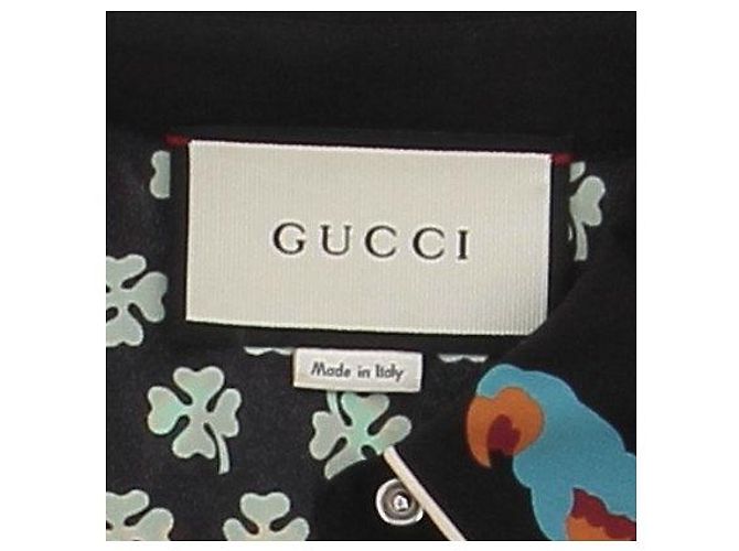 Gucci Camisa de seda con estampado de tréboles Verde - vista 6