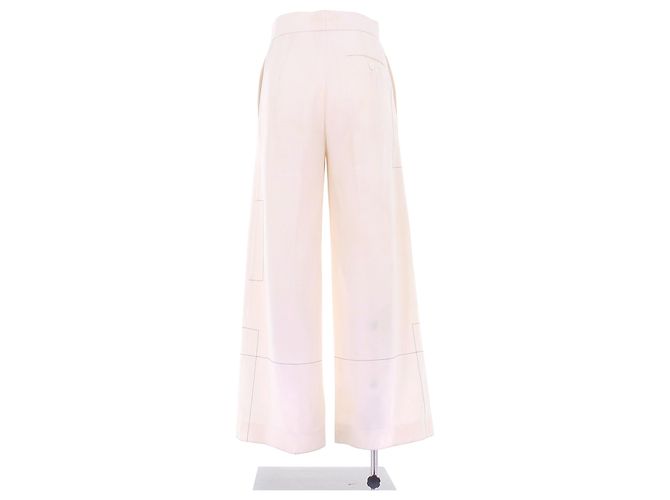 Céline Calças de crepe de seda bege - vista 2