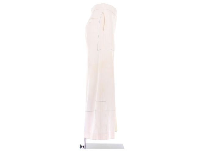 Céline Calças de crepe de seda bege - vista 3