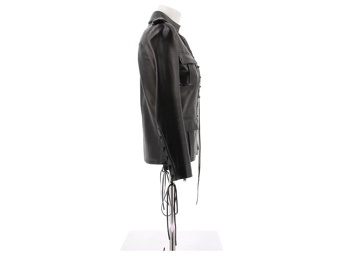 Autre Marque Top in pelle con lacci SAINT LAURENT Nero - vista 3