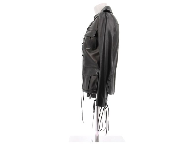 Autre Marque Top in pelle con lacci SAINT LAURENT Nero - vista 4
