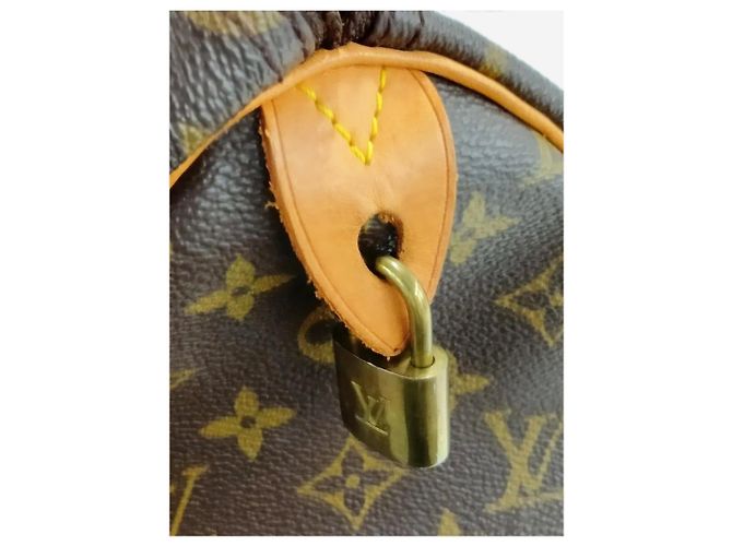 Louis Vuitton Braune vintage 2001 Monogram Speedy 35 Tasche - Ansicht 14